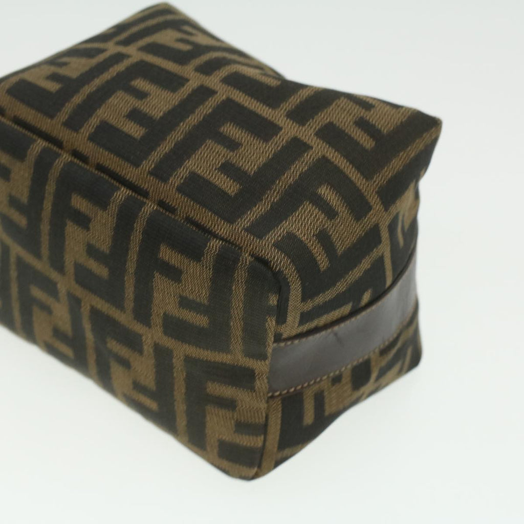 FENDI Zucca Canvas hand Pouch Nylon Brown Black am3972