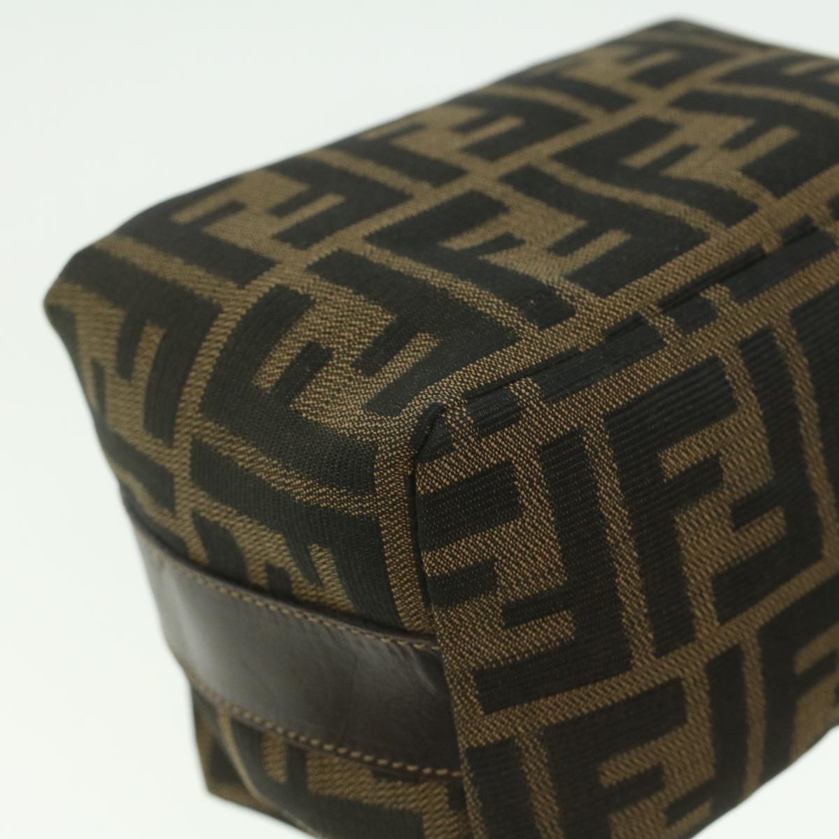 FENDI Zucca Canvas hand Pouch Nylon Brown Black am3972