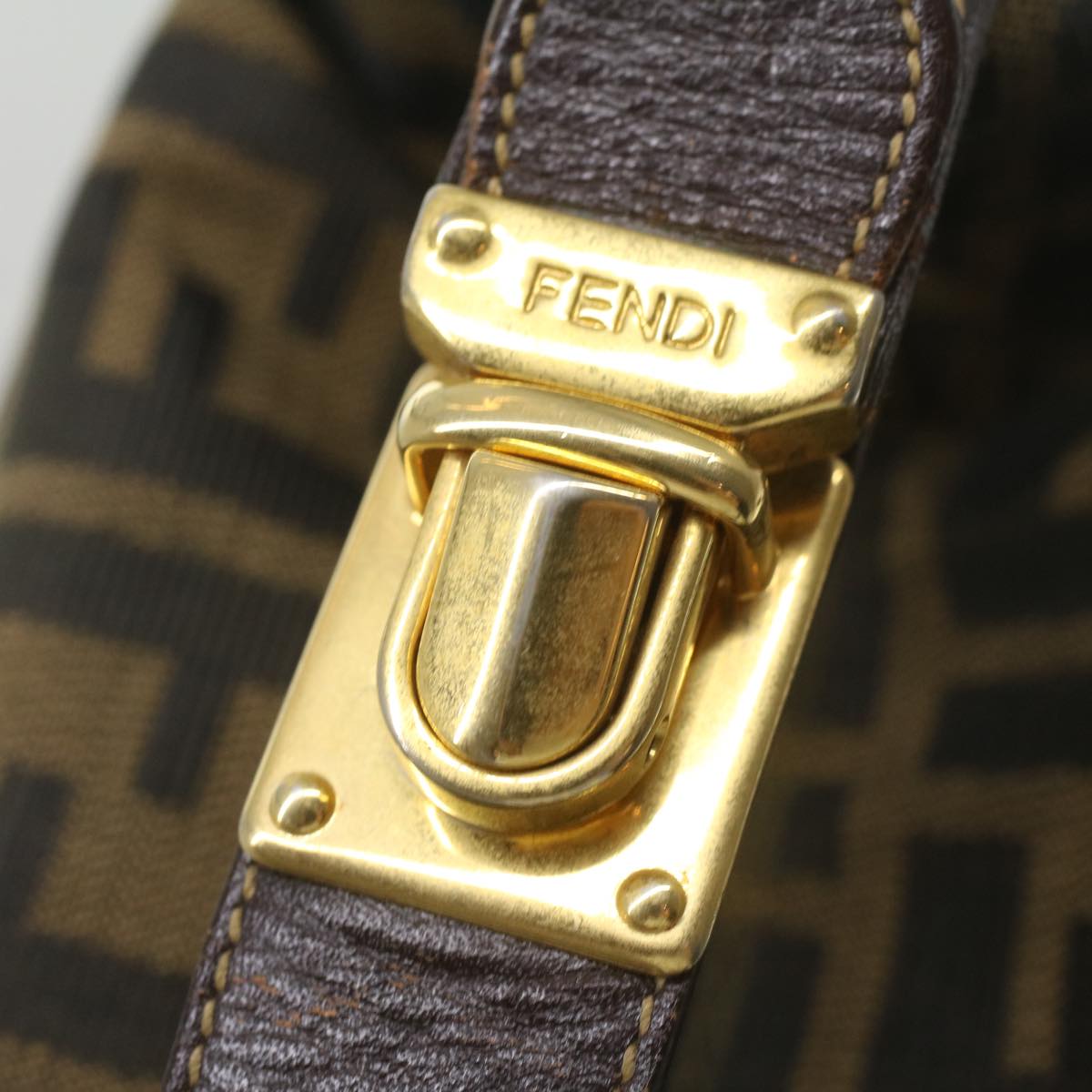 FENDI Zucca Canvas hand Pouch Nylon Brown Black am3972