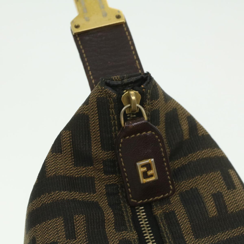 FENDI Zucca Canvas hand Pouch Nylon Brown Black am3972