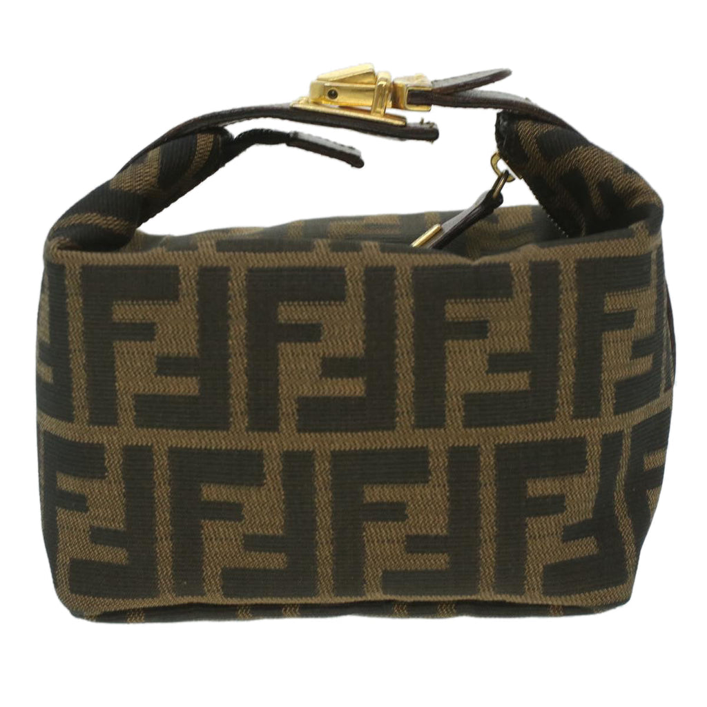 FENDI Zucca Canvas hand Pouch Nylon Brown Black am3972