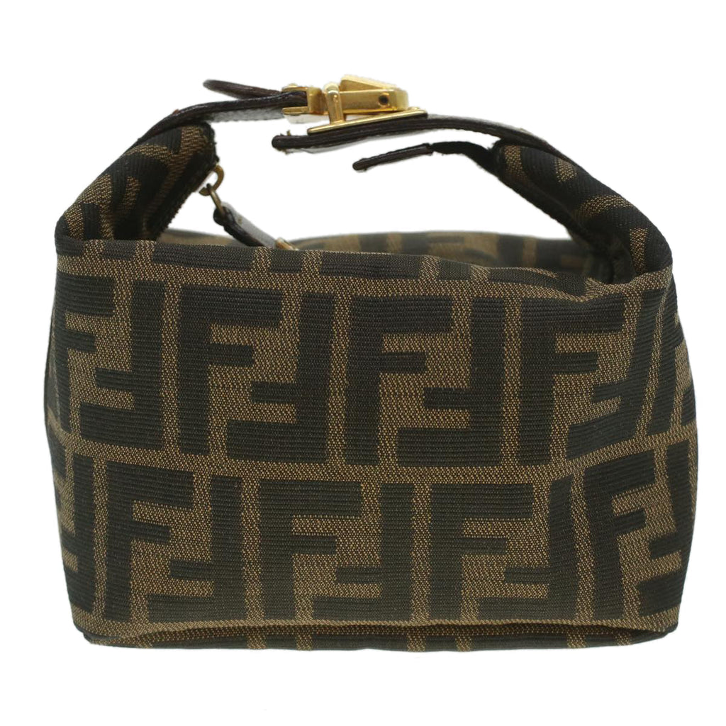 FENDI Zucca Canvas hand Pouch Nylon Brown Black am3972