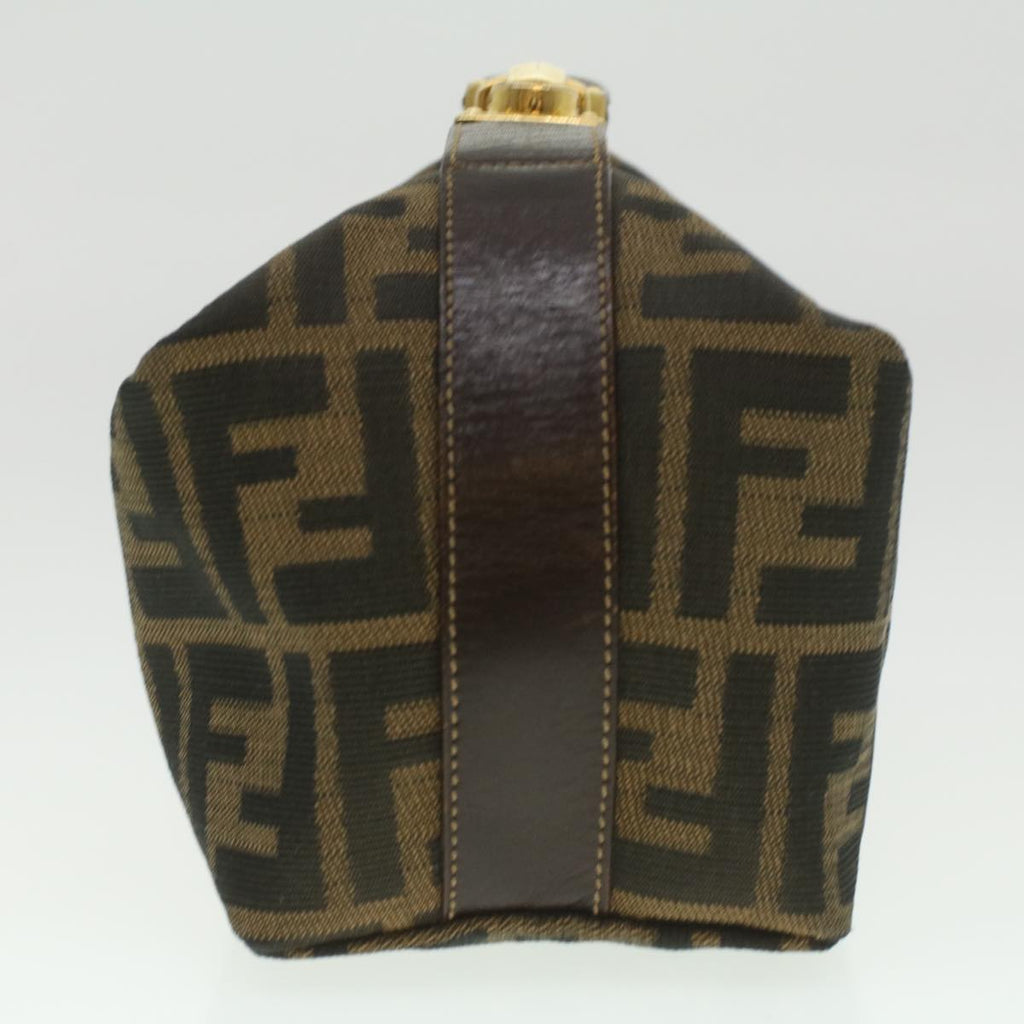 FENDI Zucca Canvas hand Pouch Nylon Brown Black am3972