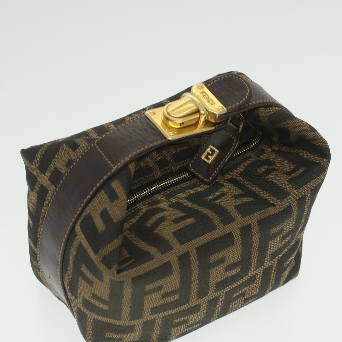 FENDI Zucca Canvas hand Pouch Nylon Brown Black am3972