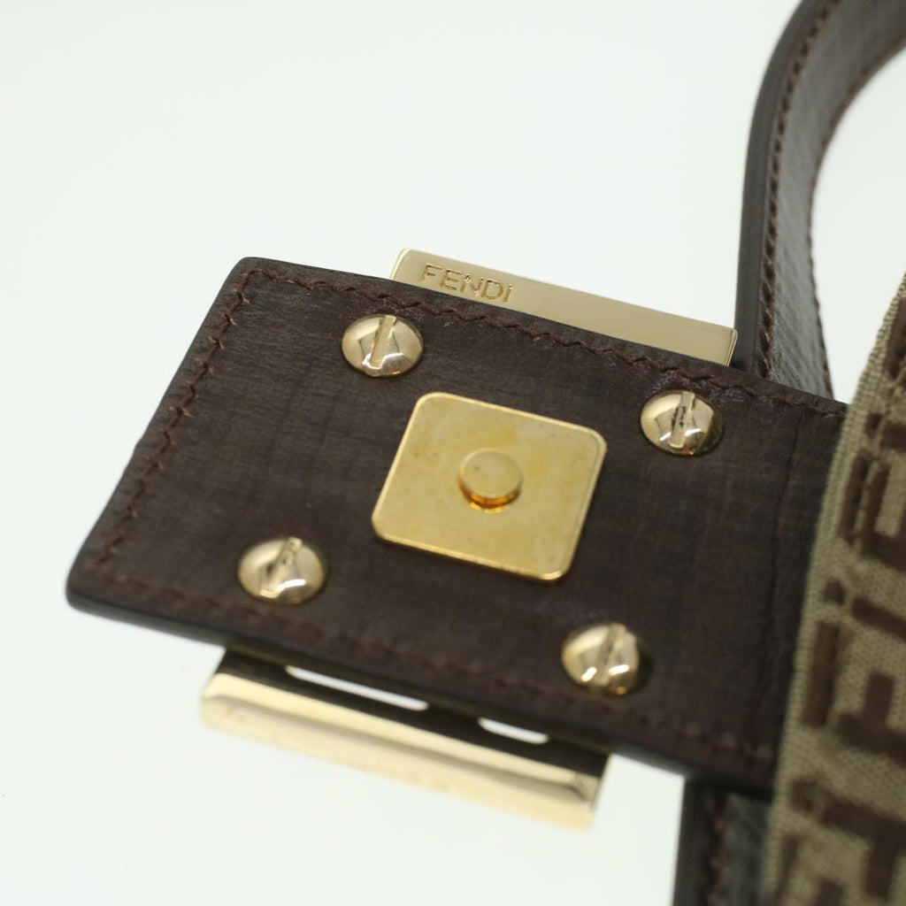 FENDI Zucca Canvas Mamma Baguette Shoulder Bag Nylon Brown Black am3973