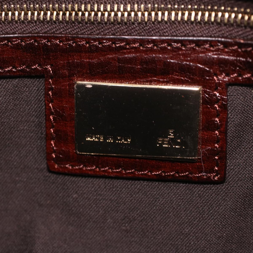 FENDI Zucca Canvas Mamma Baguette Shoulder Bag Nylon Brown Black am3973