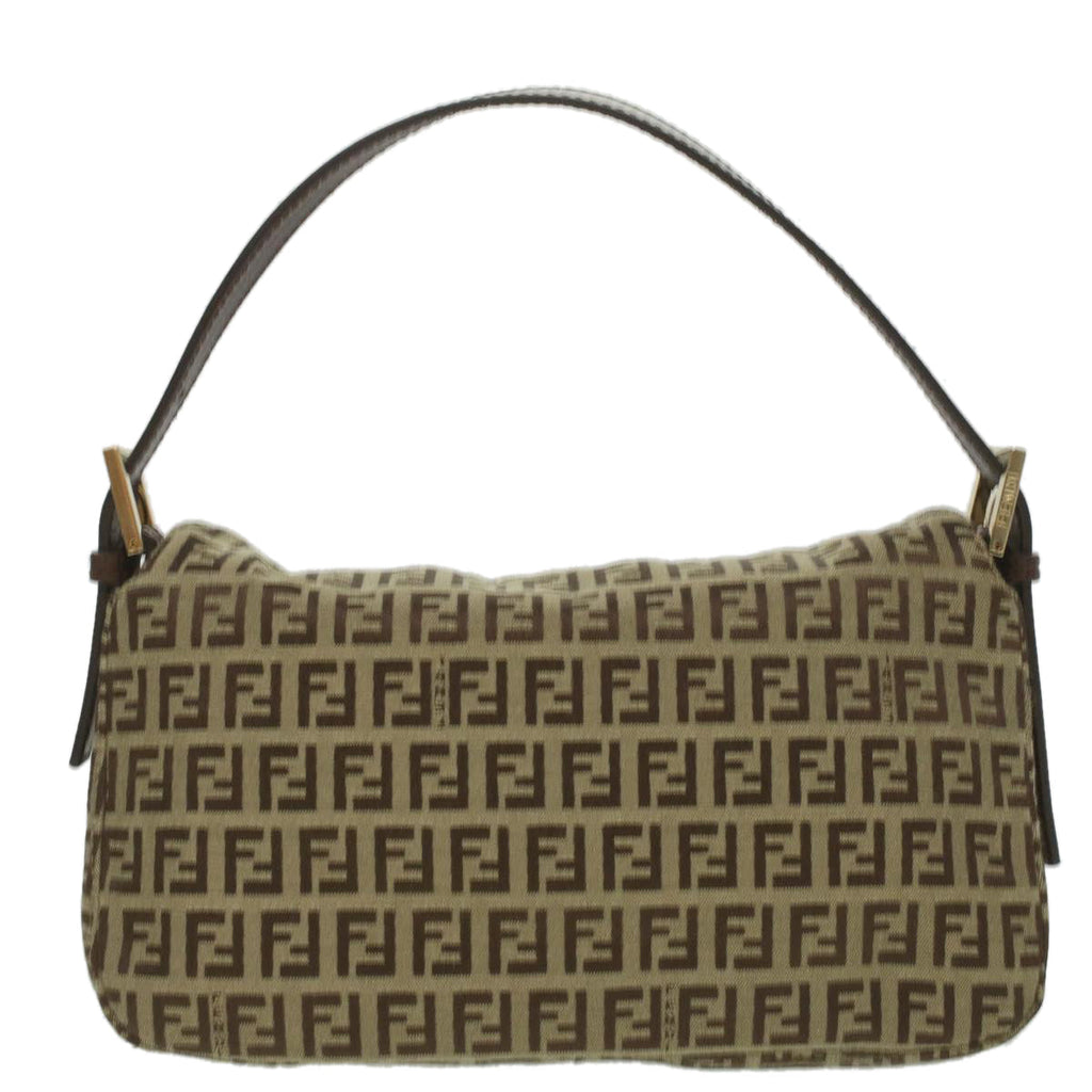 FENDI Zucca Canvas Mamma Baguette Shoulder Bag Nylon Brown Black am3973