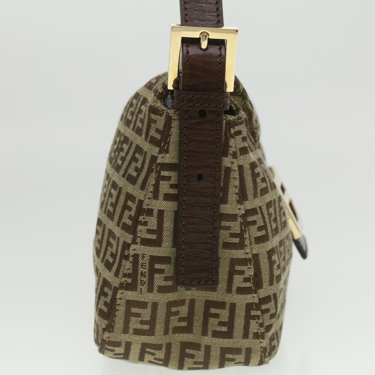 FENDI Zucca Canvas Mamma Baguette Shoulder Bag Nylon Brown Black am3973