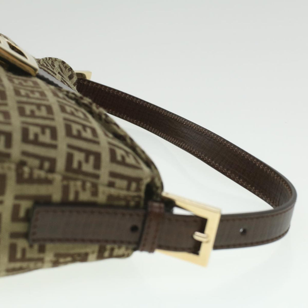 FENDI Zucca Canvas Mamma Baguette Shoulder Bag Nylon Brown Black am3973