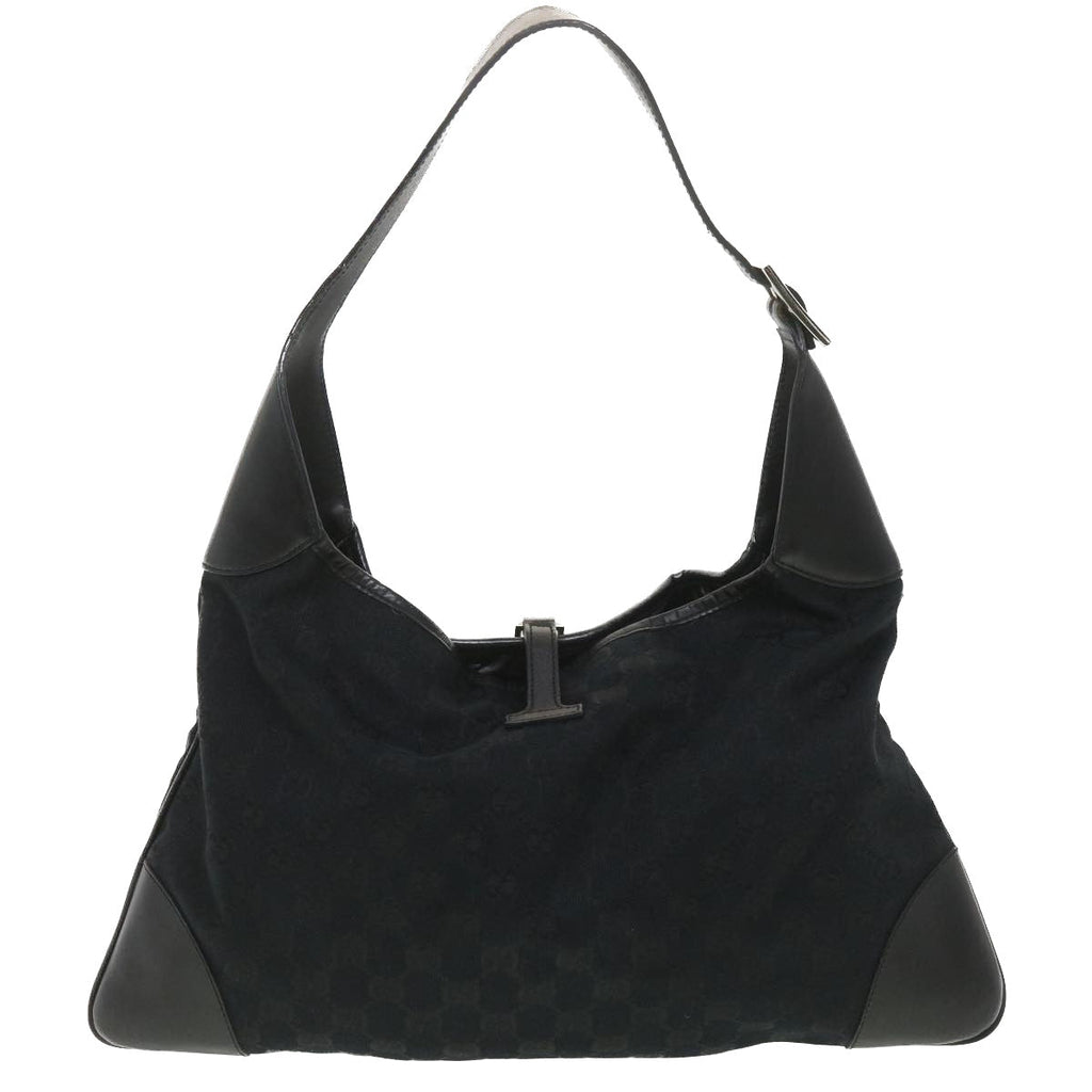 GUCCI GG Canvas Jackie Shoulder Bag Black 001.4075 am3986