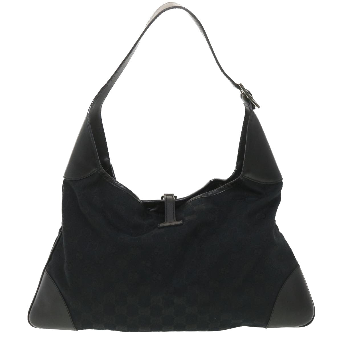 GUCCI GG Canvas Jackie Shoulder Bag Black 001.4075 am3986