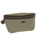 GUCCI GG Canvas Waist Bag PVC Leather Beige 211110 am3994