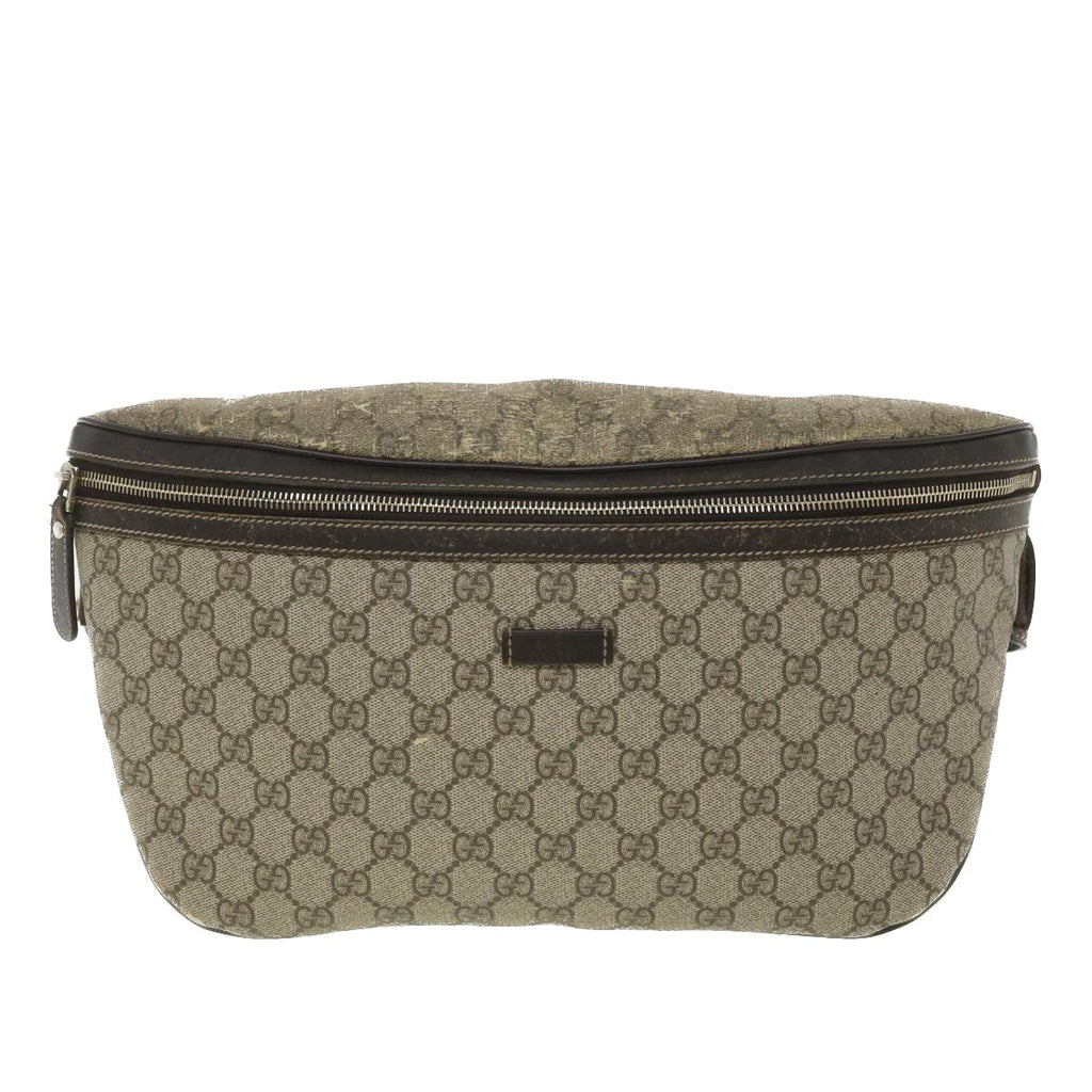 GUCCI GG Canvas Waist Bag PVC Leather Beige 211110 am3994