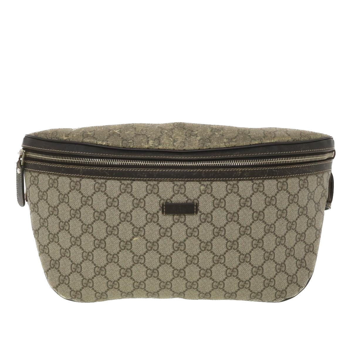 GUCCI GG Canvas Waist Bag PVC Leather Beige 211110 am3994