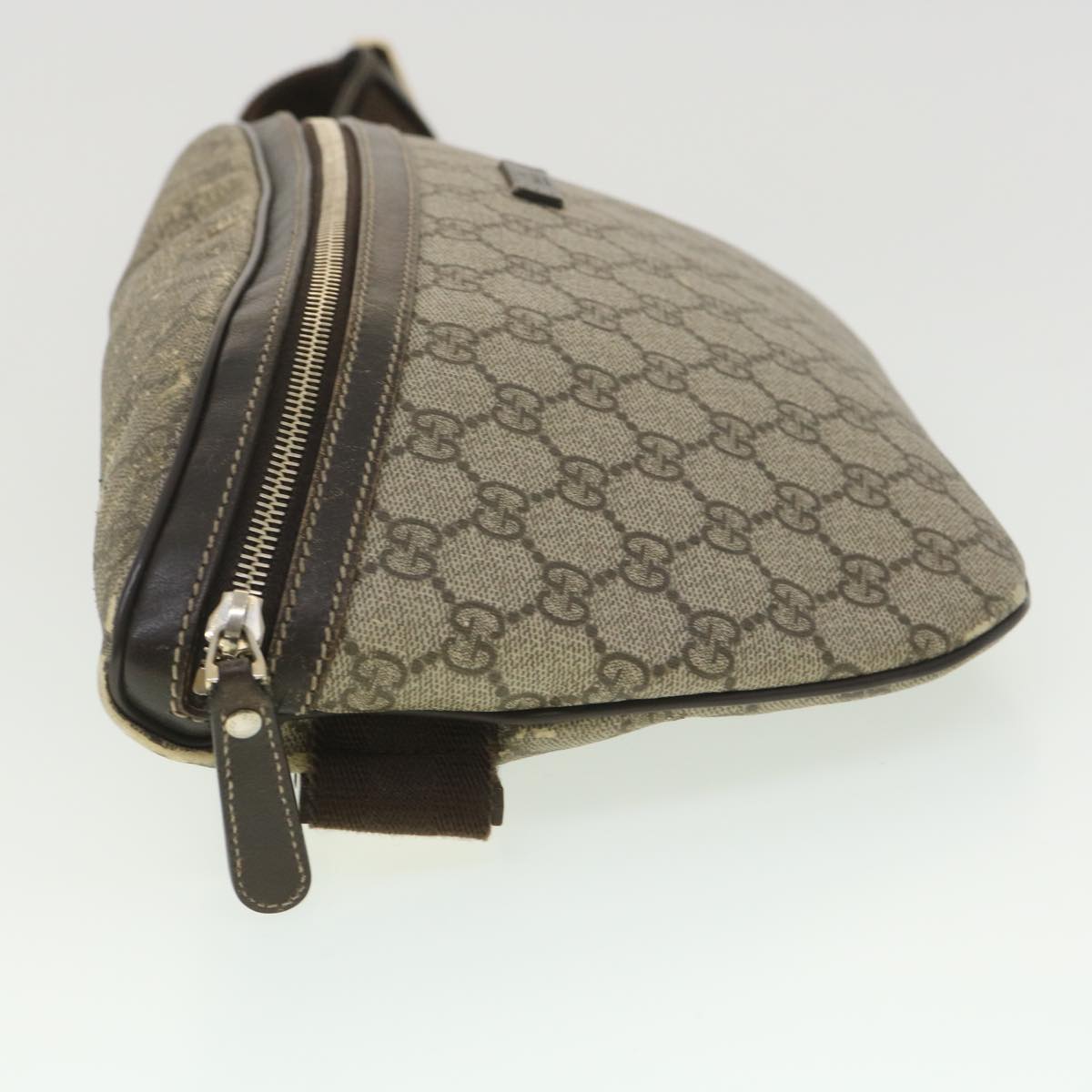 GUCCI GG Canvas Waist Bag PVC Leather Beige 211110 am3994