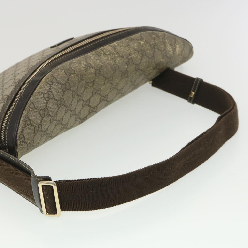 GUCCI GG Canvas Waist Bag PVC Leather Beige 211110 am3994