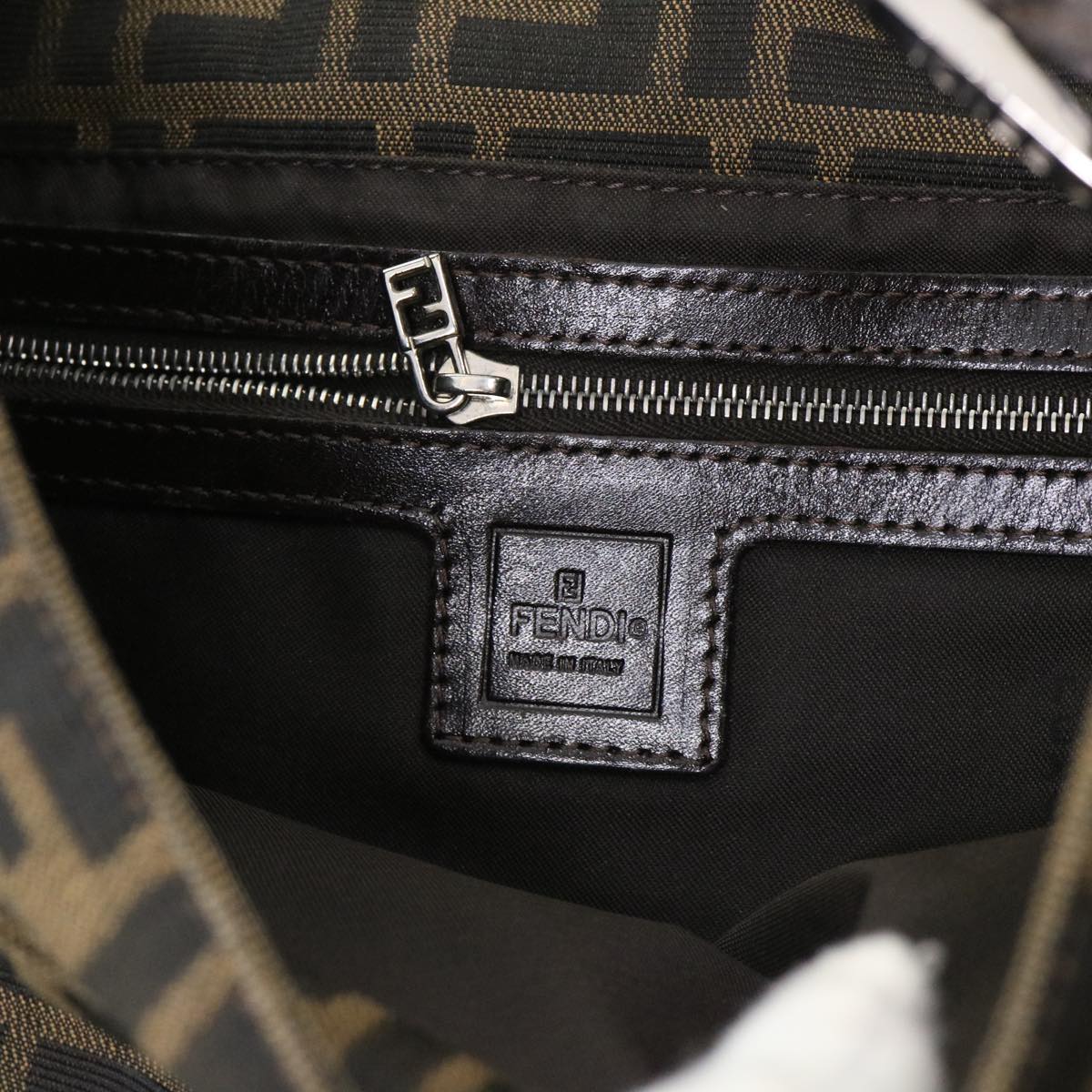 FENDI Zucca Canvas Mamma Baguette Shoulder Bag Brown 2258 26727 009 am4024