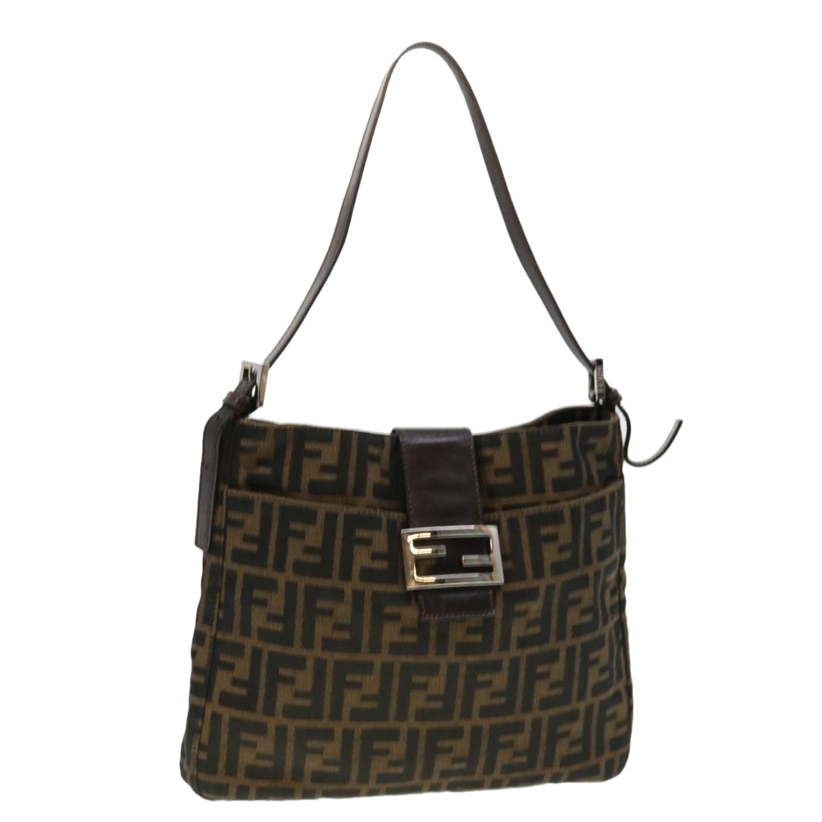 FENDI Zucca Canvas Mamma Baguette Shoulder Bag Brown 2258 26727 009 am4024