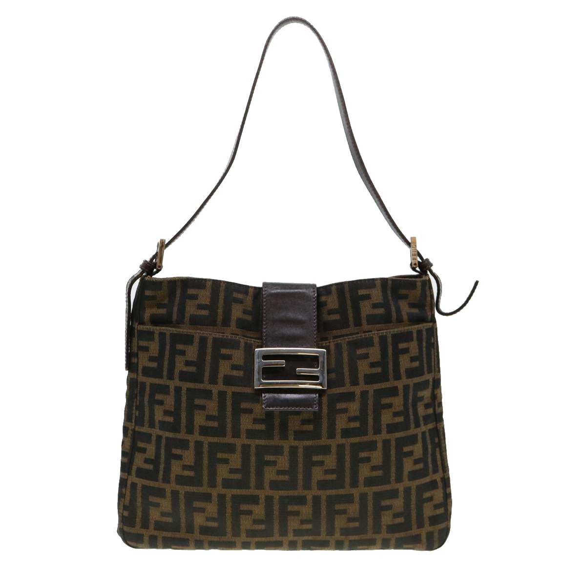 FENDI Zucca Canvas Mamma Baguette Shoulder Bag Brown 2258 26727 009 am4024
