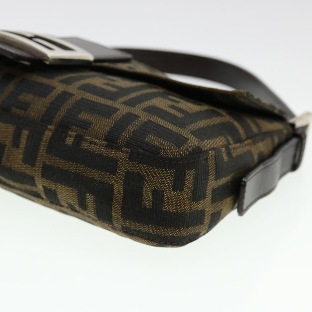 FENDI Zucca Canvas Mamma Baguette Shoulder Bag Brown Black 232126424 am4025