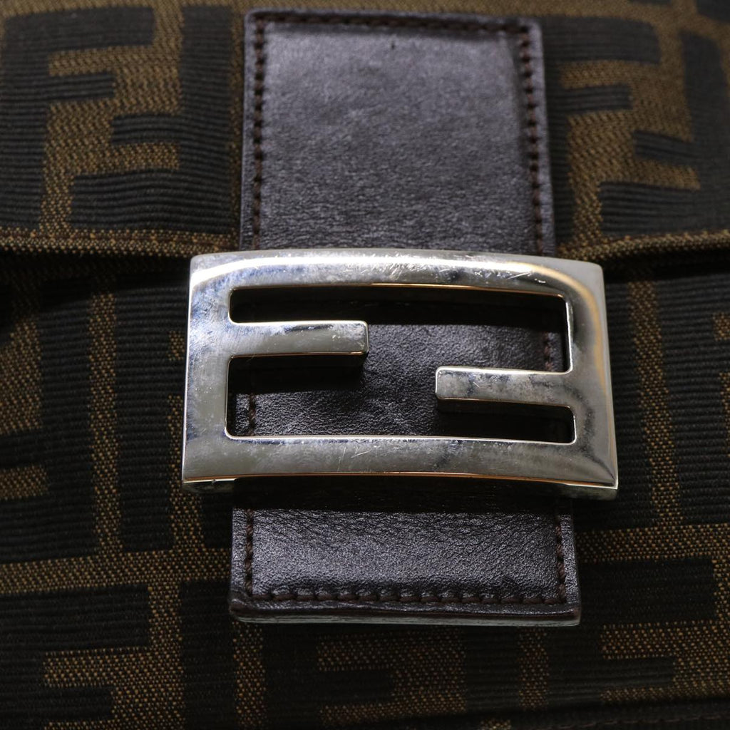 FENDI Zucca Canvas Mamma Baguette Shoulder Bag Brown Black 232126424 am4025