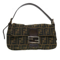 FENDI Zucca Canvas Mamma Baguette Shoulder Bag Brown Black 232126424 am4025