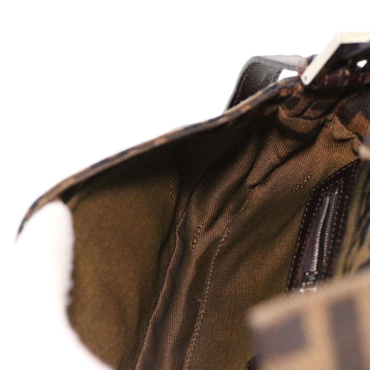 FENDI Zucca Canvas Mamma Baguette Shoulder Bag Brown Black 232126424 am4025