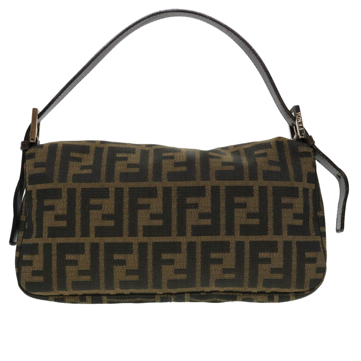 FENDI Zucca Canvas Mamma Baguette Shoulder Bag Brown Black 232126424 am4025