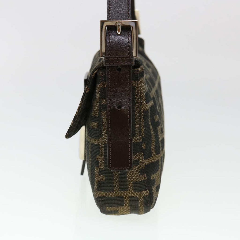 FENDI Zucca Canvas Mamma Baguette Shoulder Bag Brown Black 232126424 am4025