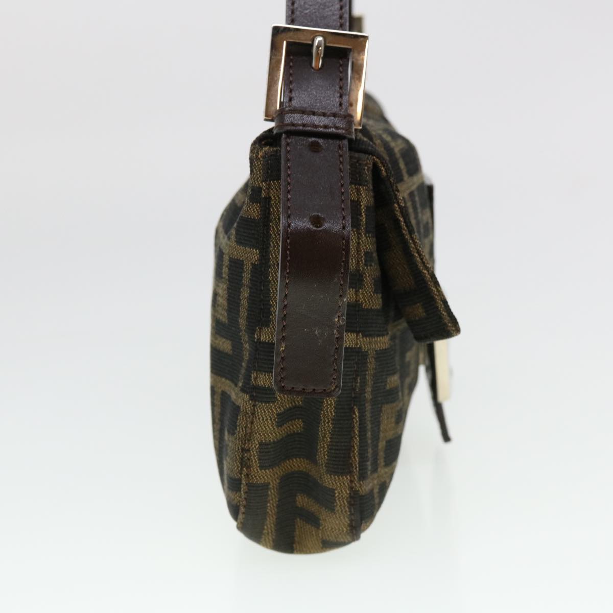 FENDI Zucca Canvas Mamma Baguette Shoulder Bag Brown Black 232126424 am4025