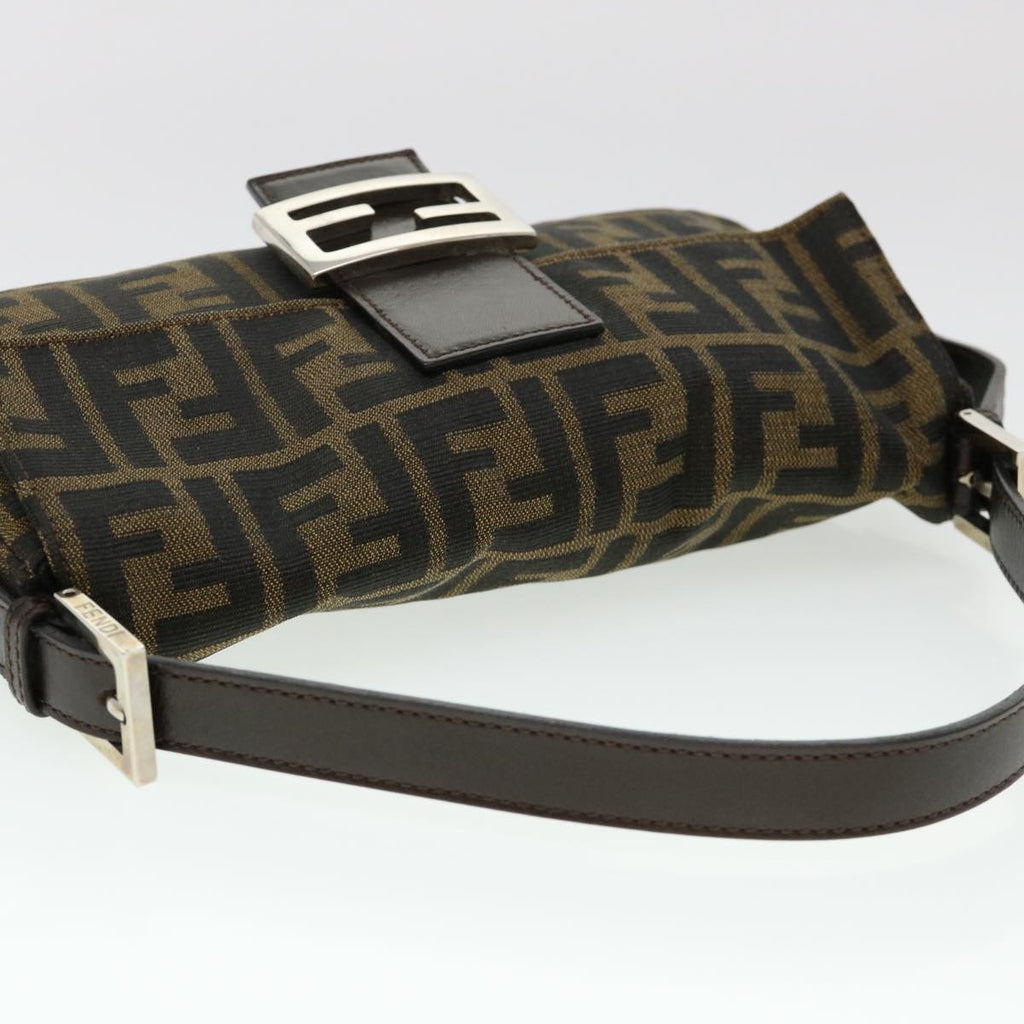 FENDI Zucca Canvas Mamma Baguette Shoulder Bag Brown Black 232126424 am4025