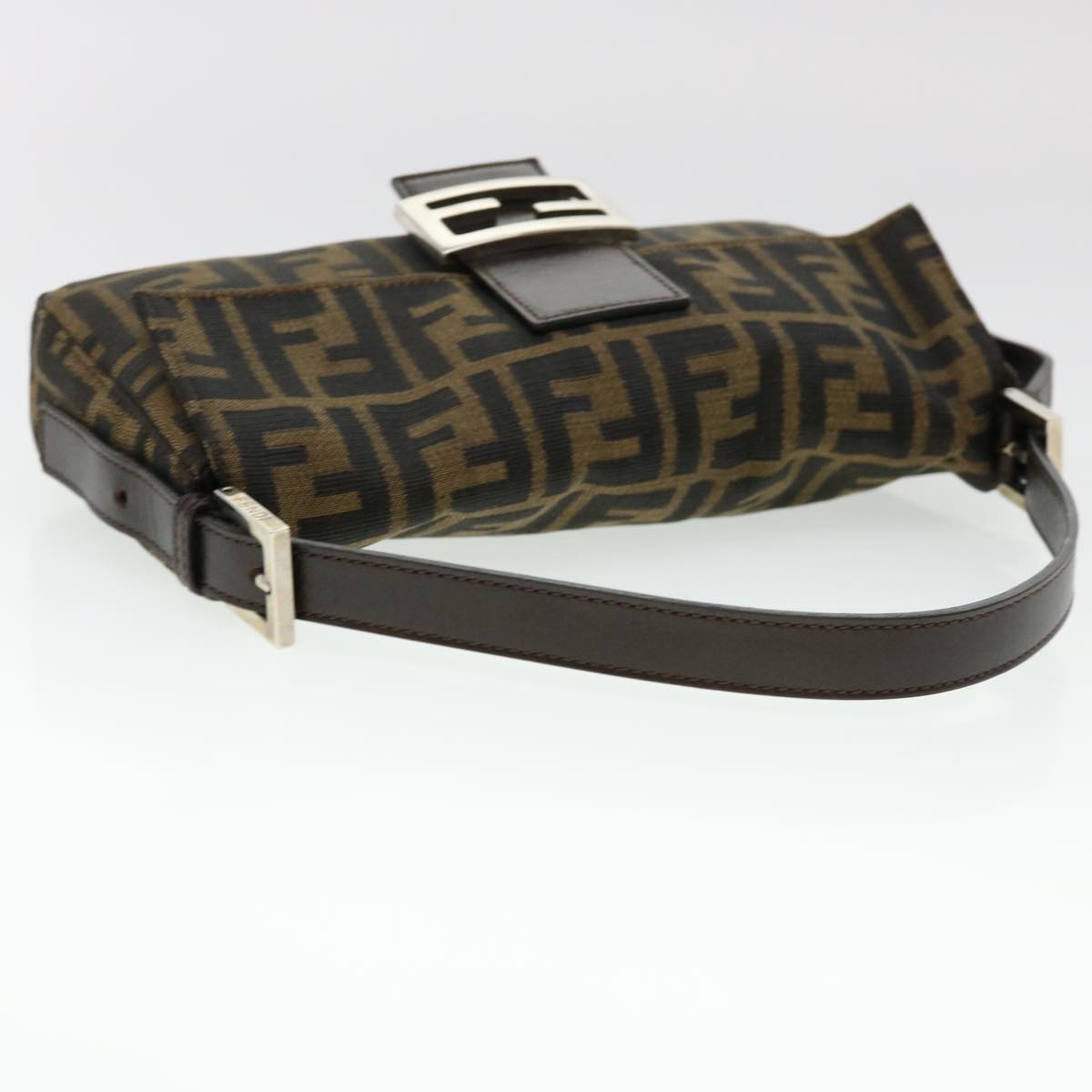 FENDI Zucca Canvas Mamma Baguette Shoulder Bag Brown Black 232126424 am4025