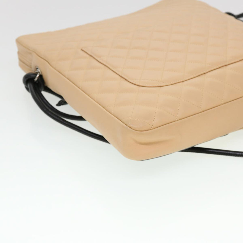 CHANEL Cambon Line Shoulder Bag Caviar Skin Beige CC am4027