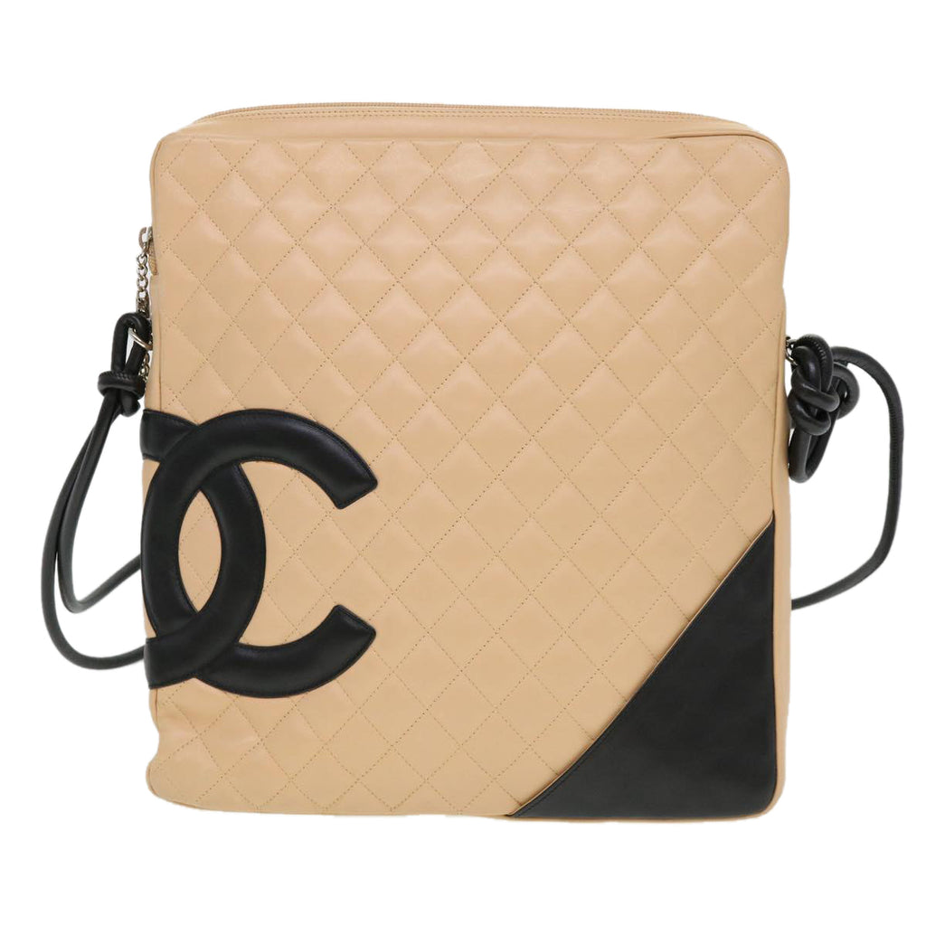 CHANEL Cambon Line Shoulder Bag Caviar Skin Beige CC am4027
