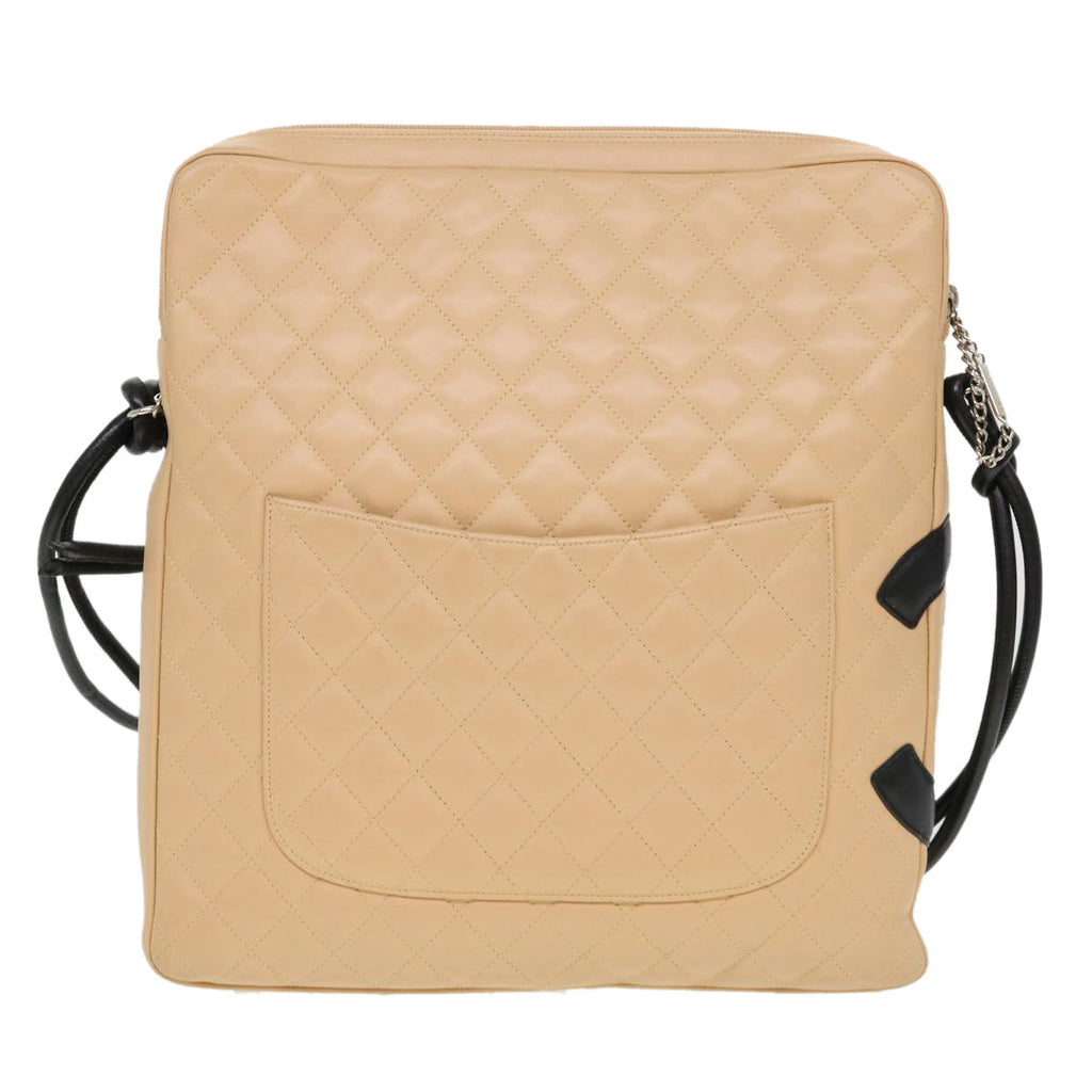 CHANEL Cambon Line Shoulder Bag Caviar Skin Beige CC am4027