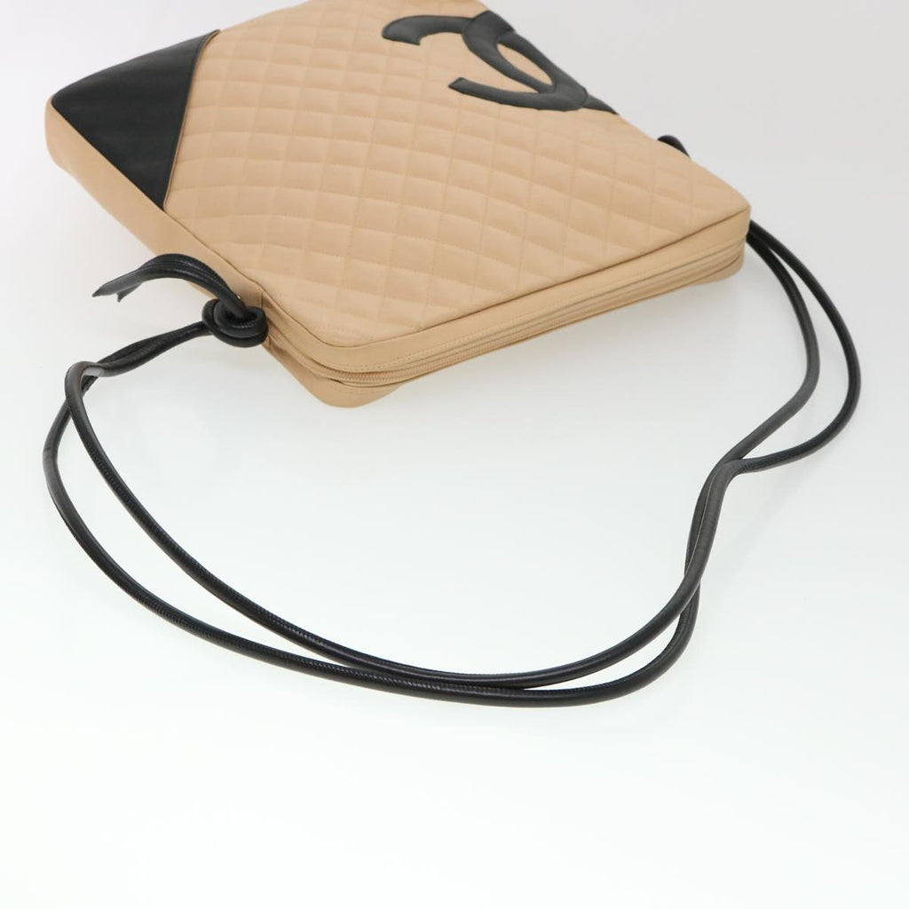 CHANEL Cambon Line Shoulder Bag Caviar Skin Beige CC am4027