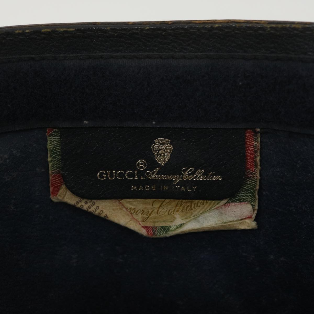 GUCCI GG Canvas Sherry Line Clutch Bag Gray Red Navy 89.01.032 am4045