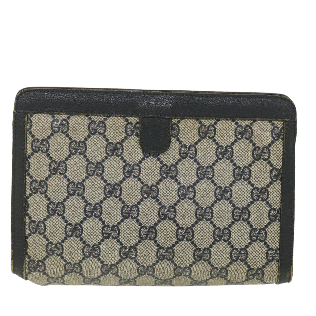 GUCCI GG Canvas Sherry Line Clutch Bag Gray Red Navy 89.01.032 am4045