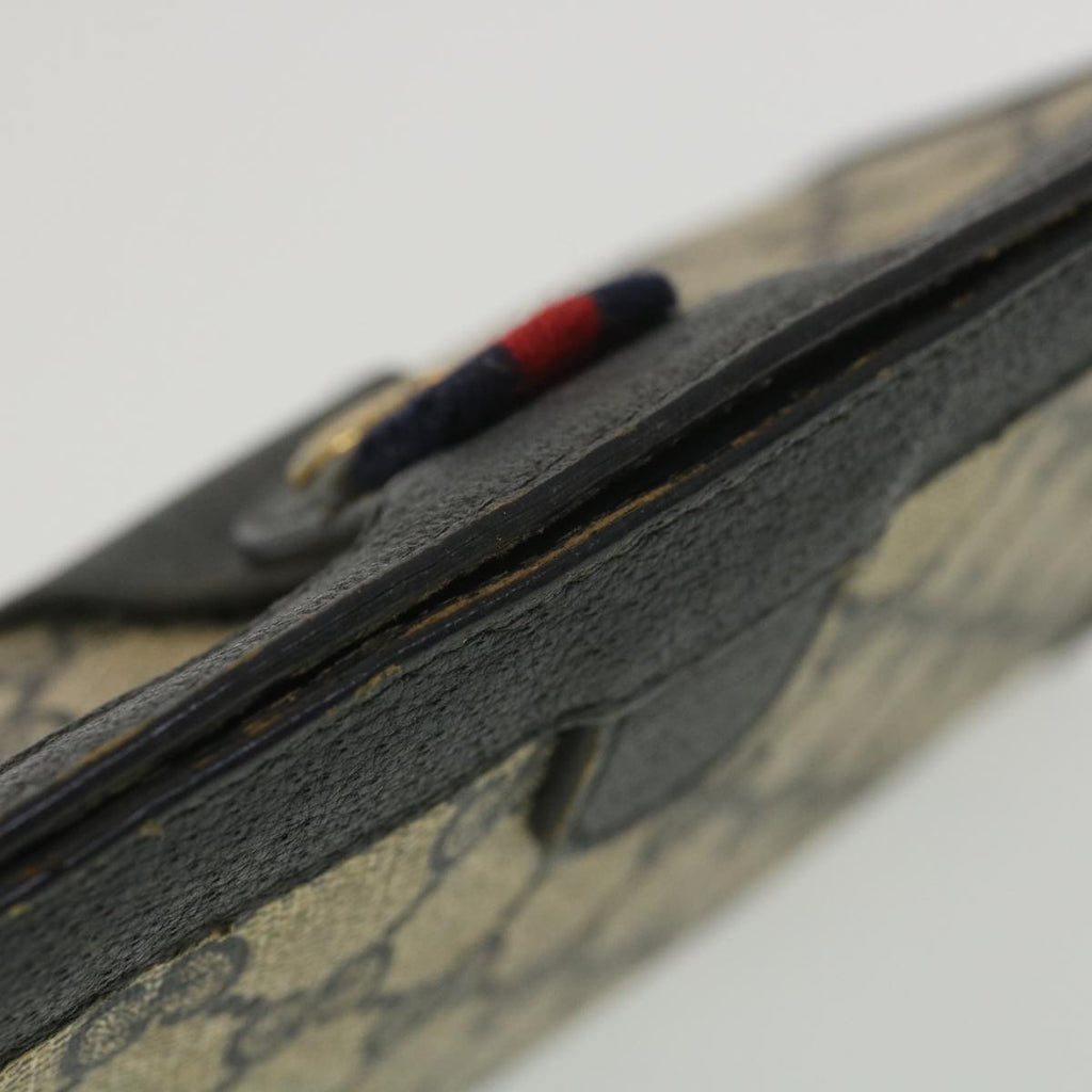 GUCCI GG Canvas Sherry Line Clutch Bag Gray Red Navy 89.01.032 am4045