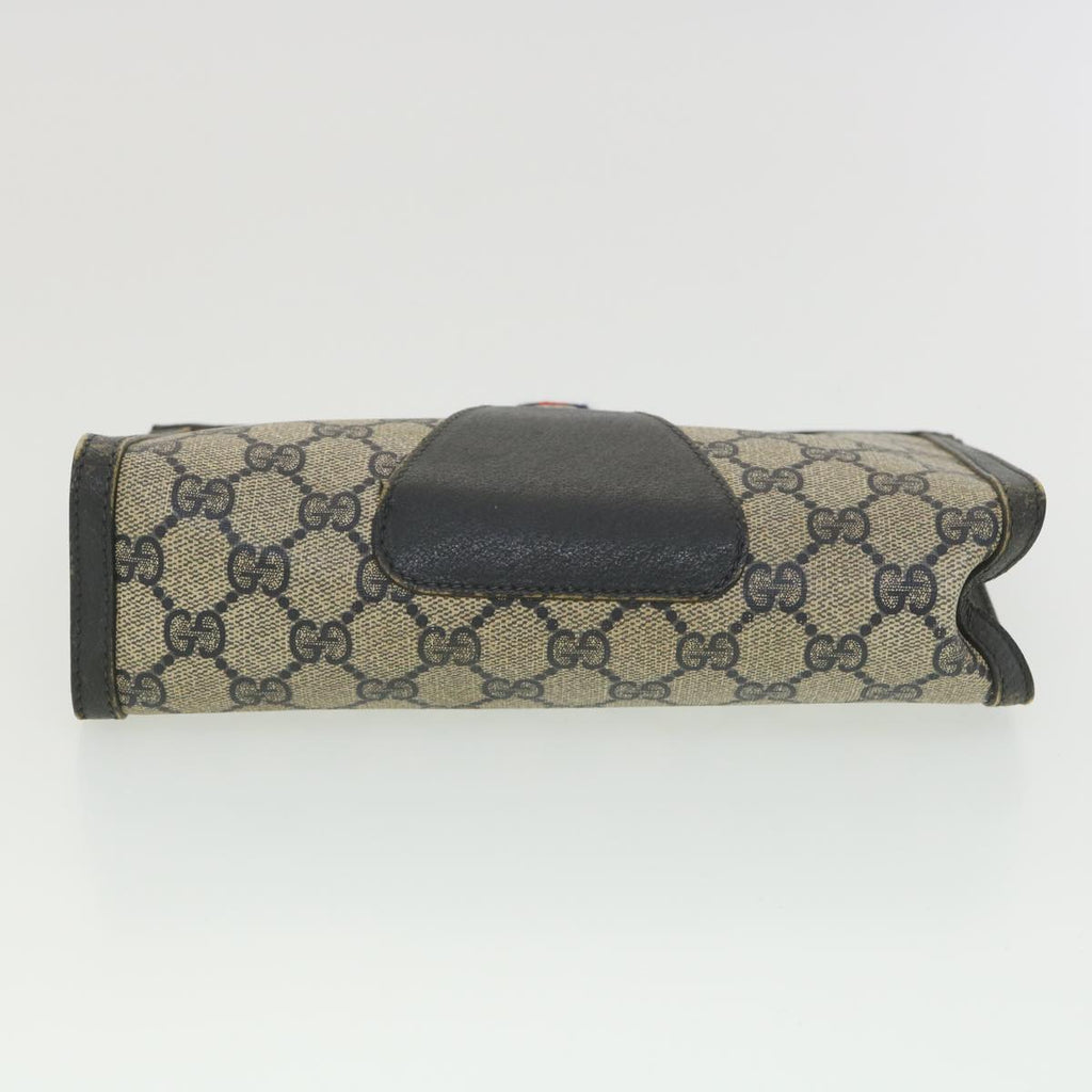 GUCCI GG Canvas Sherry Line Clutch Bag Gray Red Navy 89.01.032 am4045