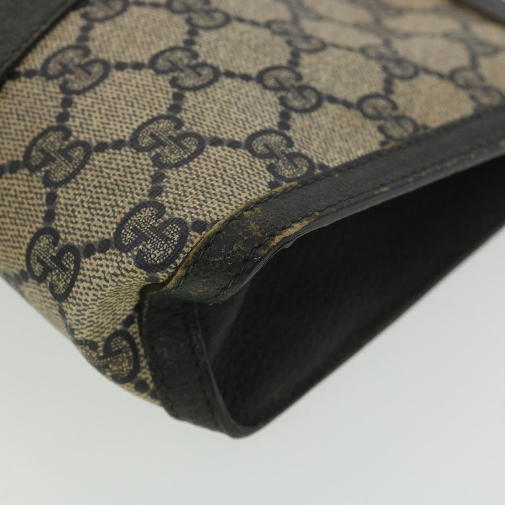 GUCCI GG Canvas Sherry Line Clutch Bag Gray Red Navy 89.01.032 am4045