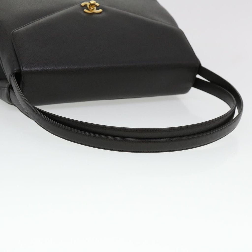 CHANEL Shoulder Bag Caviar Skin Black CC am4067