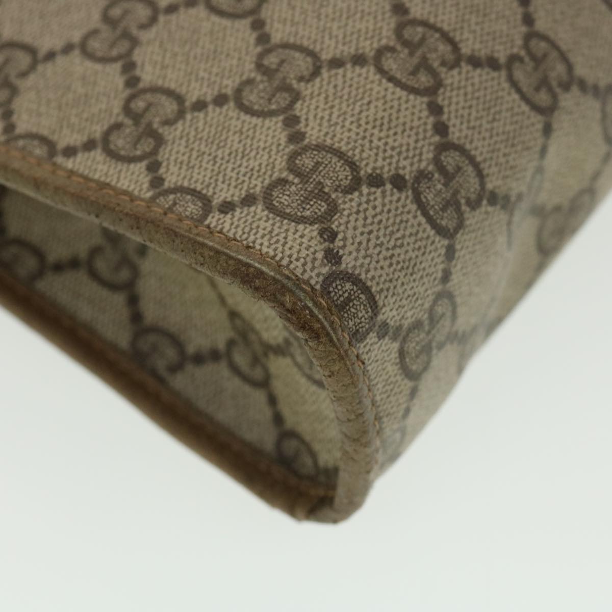 GUCCI GG Canvas Clutch Bag PVC Leather Beige 97.01.038 am4070