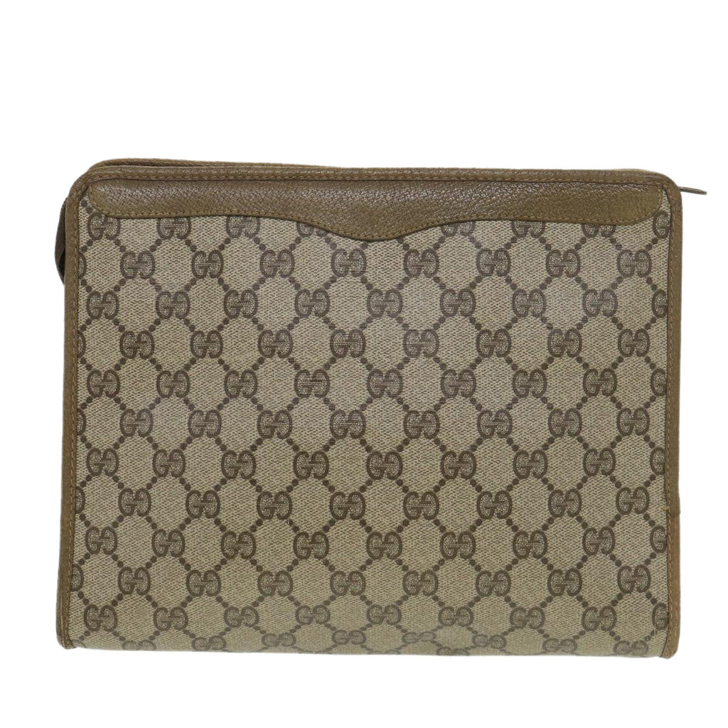 GUCCI GG Canvas Clutch Bag PVC Leather Beige 97.01.038 am4070