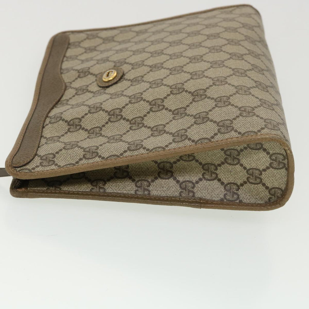 GUCCI GG Canvas Clutch Bag PVC Leather Beige 97.01.038 am4070