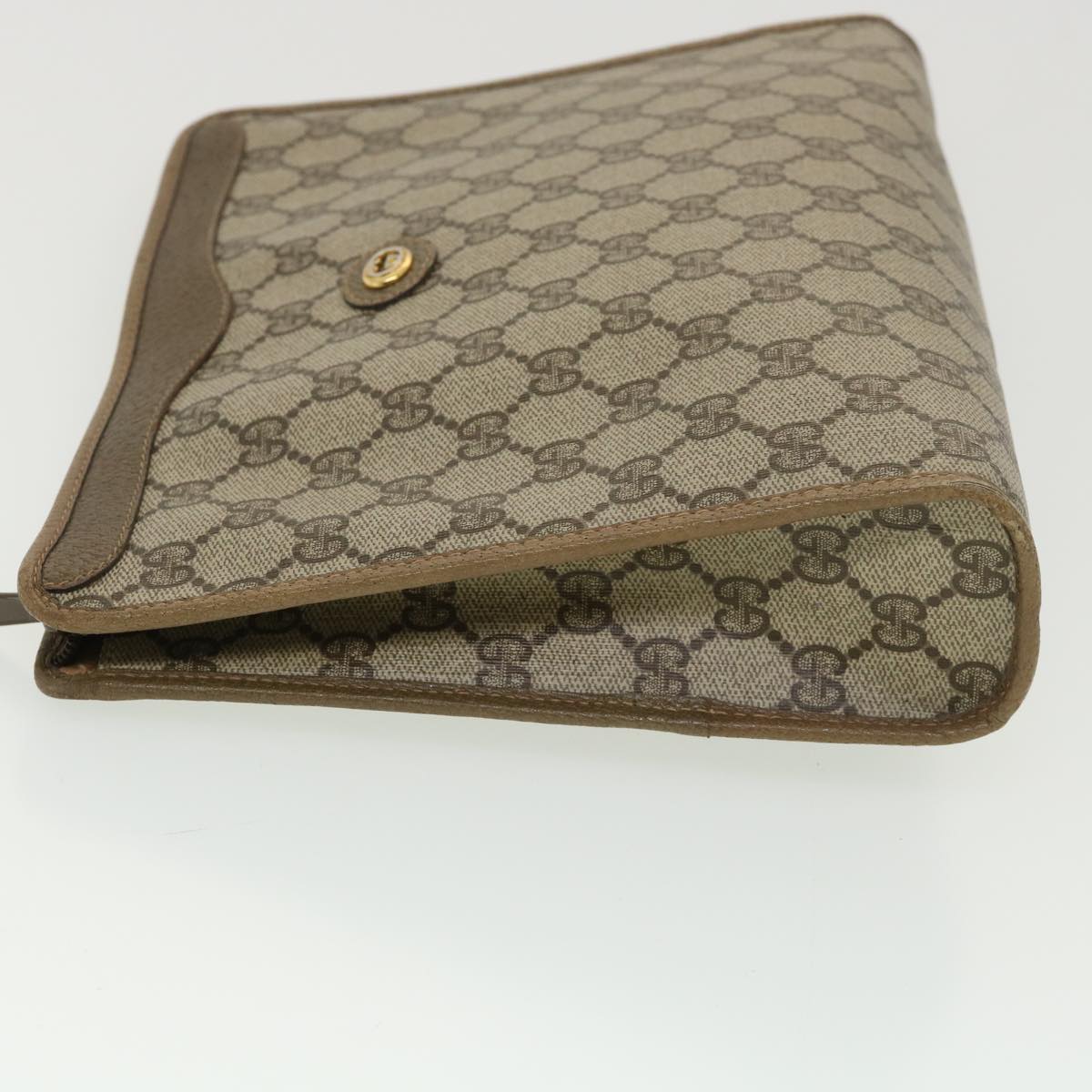 GUCCI GG Canvas Clutch Bag PVC Leather Beige 97.01.038 am4070