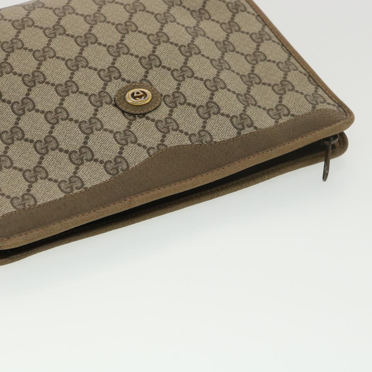GUCCI GG Canvas Clutch Bag PVC Leather Beige 97.01.038 am4070