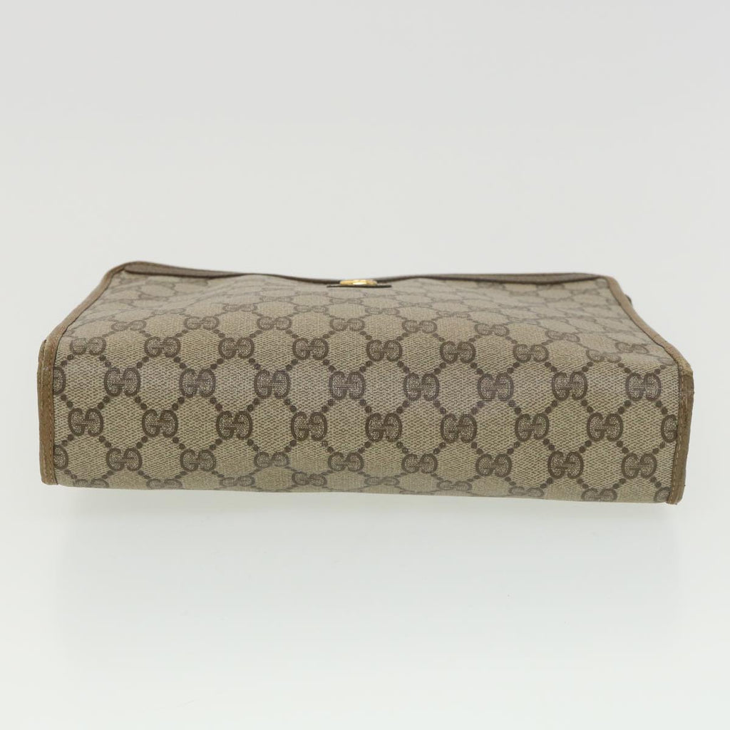 GUCCI GG Canvas Clutch Bag PVC Leather Beige 97.01.038 am4070
