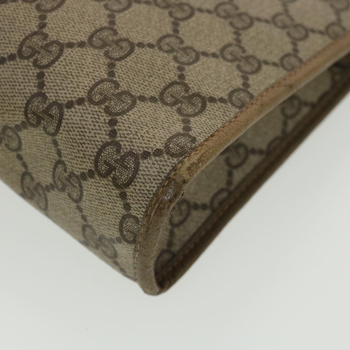 GUCCI GG Canvas Clutch Bag PVC Leather Beige 97.01.038 am4070