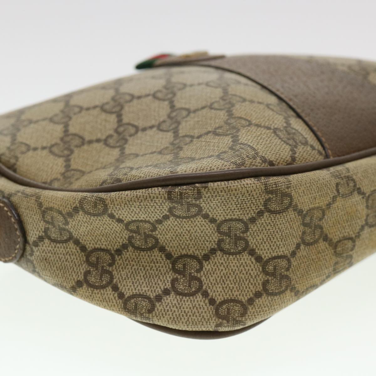 GUCCI GG Canvas Web Sherry Line Clutch Bag Beige Red Green am4114